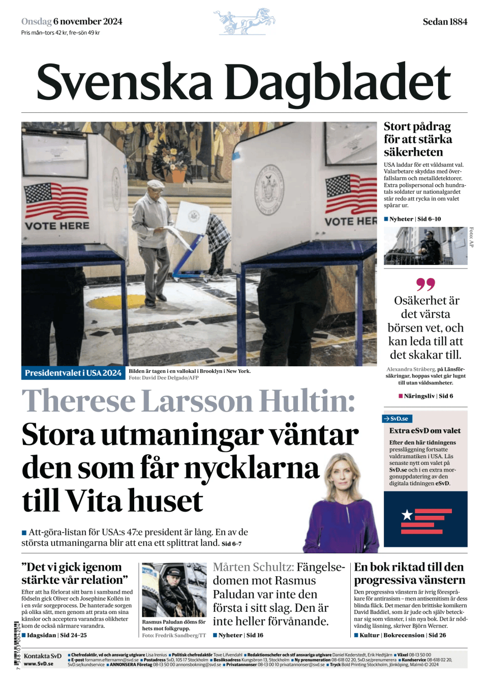 Prima-pagina-Svenska Dagbladet-edizione-di-oggi-20241106